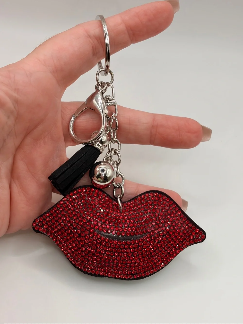 Red Crystal Lip Keychain Charm